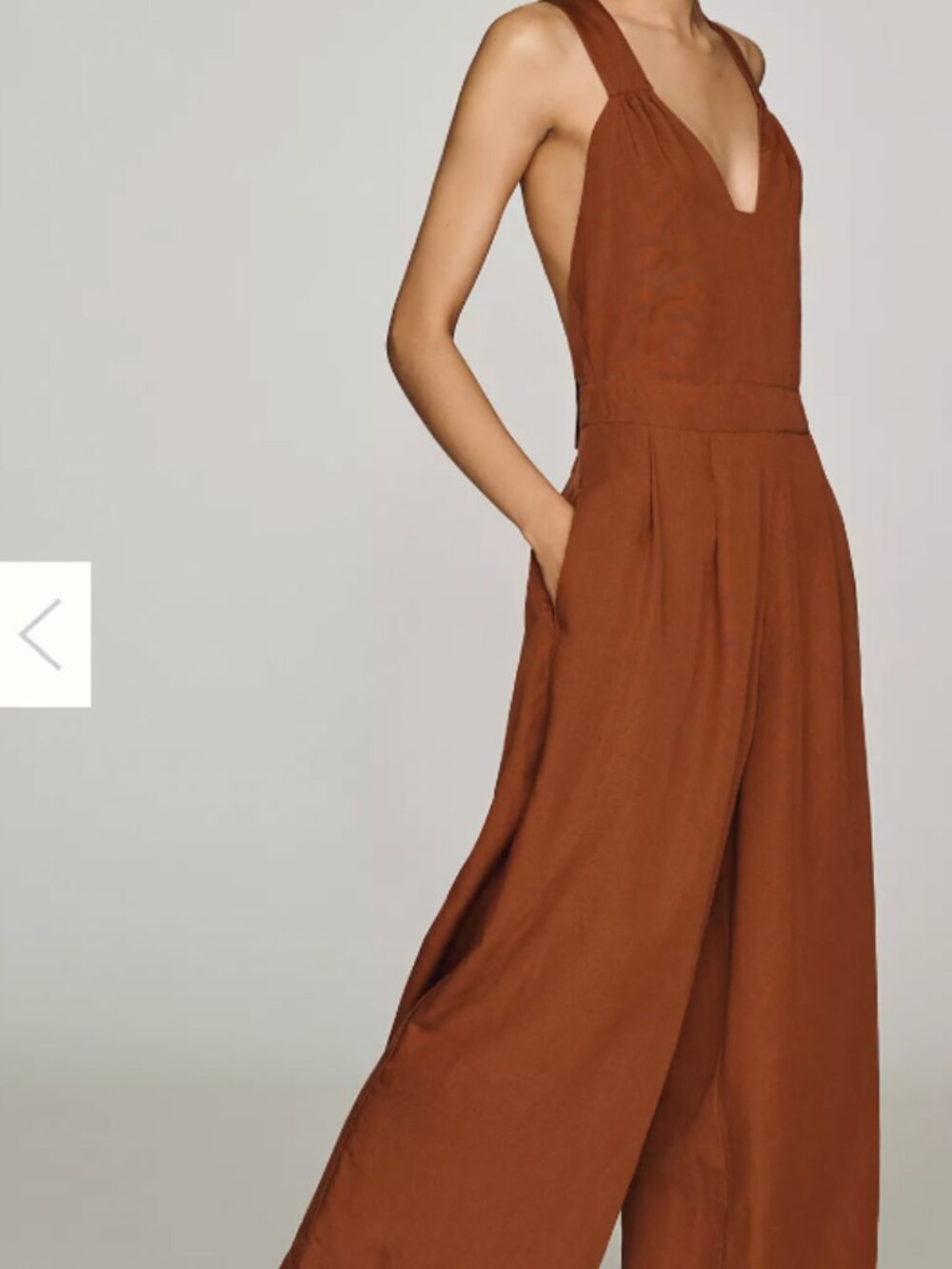 By Anthropologie Cutout Apron Jumpsuit - NEW Large Tall - Picture 3 of 4